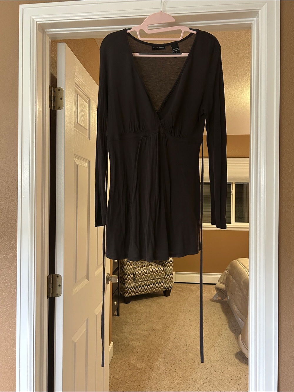 Style & Co. Black V-Neck Long Sleeve Wrap Sweater